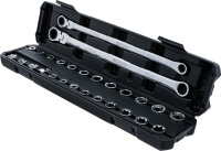 Doppel-Ring- und Ratschenring-Gelenkschlüssel-Satz | extra lang | 27-tlg.