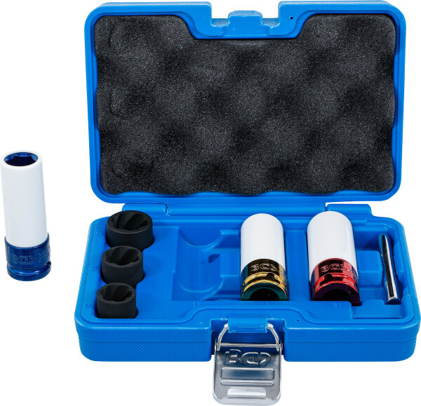 Kraft-Schoneinsatz- und Spiral-Profil-Steckschlüssel-Satz | Antrieb Innenvierkant 12,5 mm (1/2") | SW 17 - 21 mm | 7-tlg.