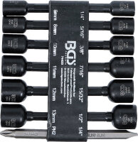 Steckschlüssel-Einsatz-Satz Sechskant | Antrieb Außensechskant 6,3 mm (1/4") | für Bohrmaschinen | SW 1/4 - 1/2", 6 - 13 mm | 14-tlg.