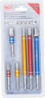 Adapter-Satz für Bohrmaschinen | farbig | Antrieb Außensechskant 6,3 mm (1/4") | Abtrieb Außenvierkant 6,3 mm (1/4"), 10 mm (3/8"), 12,5 mm (1/2") | 75 - 150 mm | 6-tlg.