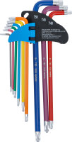 Winkelschlüssel-Satz | Multicolour | extra lang | T-Profil (für Torx) mit Kugelkopf T10 - T50 | 9-tlg.
