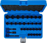 Spiral-Profil-Steckschlüssel-Satz / Schraubenausdreher | Antrieb Innenvierkant 6,3 mm (1/4") / 10 mm (3/8") | Metrisch und Zollgrößen | 32-tlg.