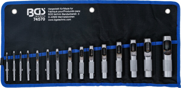 Locheisen-Satz | 2 - 22 mm | 15-tlg.