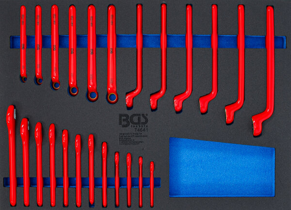 Werkstattwageneinlage 3/3: VDE-Ringschlüssel- und VDE-Einmaulschlüssel-Satz | 24-tlg.