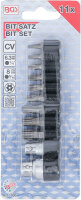 Bit-Satz | Antrieb Außensechskant 6,3 mm (1/4") / 10 mm (3/8") | T-Profil (für Torx) mit Bohrung | 11-tlg.