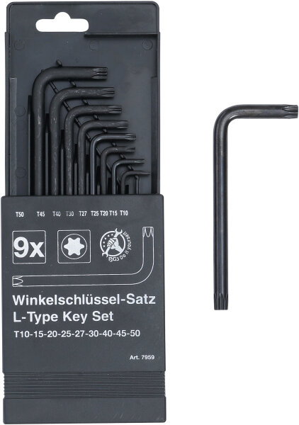 Winkelschlüssel-Satz | T-Profil (für Torx) T10 - T50 | 9-tlg.