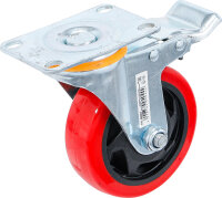 Lenkrolle mit Bremse | rot/schwarz | Ø 100 mm