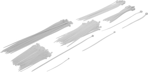 Kabelbinder-Sortiment | weiß | 100 - 300 mm | 250-tlg.