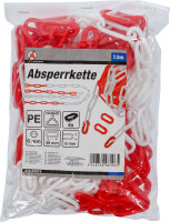 Absperrkette | rot / weiß | 4 Karabiner | Kunststoff | 7,5 m