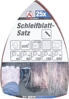 Schleifblatt-Satz für Multischleifer | 145 x 100 mm | K 40 - 400 | 25-tlg.