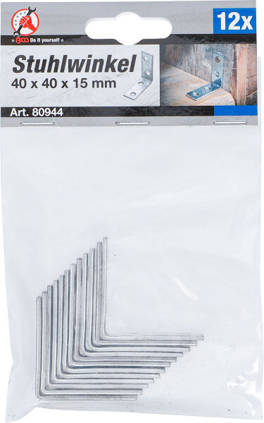 Stuhlwinkel | 40 x 40 x 15 mm | 12-tlg.