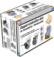 Doppel-Lenkrollen-Satz | für Strandkörbe / Palettenmöbel | Ø 75 mm | 4-tlg.