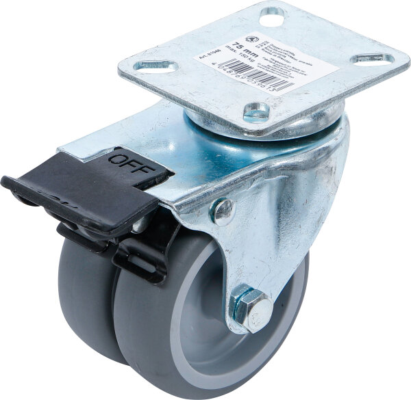 Doppel-Lenkrolle | mit Bremse | Ø 75 mm