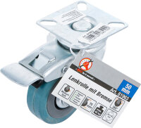 Lenkrolle mit Bremse | Gummi | mit Anschraubsockel | Ø 50 mm