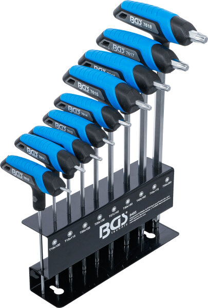 T-Griff-Schlüssel-Satz | T-Profil (für Torx) T10 - T50 | 9-tlg.