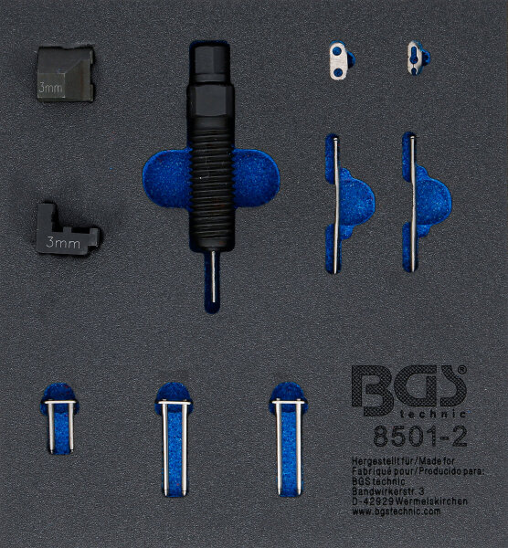 Werkstattwageneinlage 1/6: Ergänzungssatz für Steuerketten-Nietgerät (Art. 8501) | geeignet für 3 mm Kettenbolzen