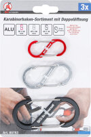 Karabinerhaken-Sortiment mit Doppelöffnung | Aluminium | 3-tlg.