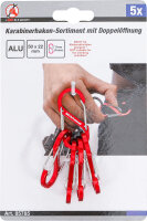 Karabinerhaken-Sortiment mit Doppelöffnung | Aluminium | 5-tlg.