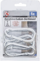 Karabinerhaken-Sortiment | 80 x 8 mm | 5-tlg.