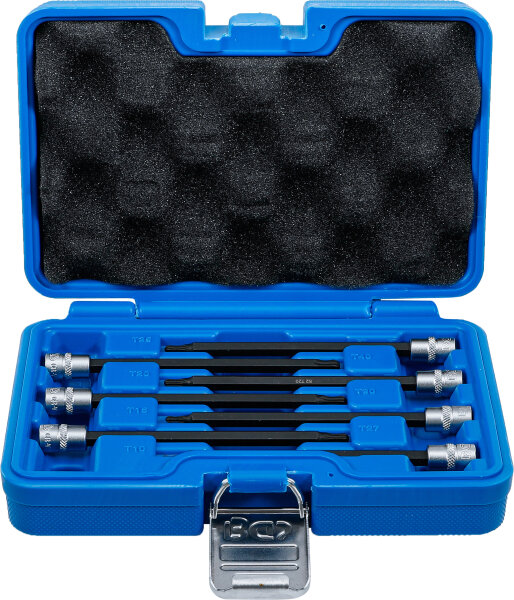 Bit-Einsatz-Sortiment | Antrieb Innenvierkant 6,3 mm (1/4") | T-Profil (für Torx) mit Kugelkopf T10 - T40 | 7-tlg.