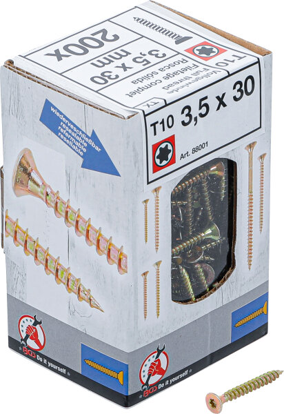 Mehrzweckschrauben | T-Profil (für Torx) T10 | 3,5 x 30 mm | 200 Stück