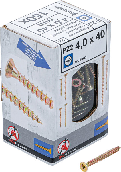 Mehrzweckschrauben | Kreuzschlitz PZ2 | 4,0 x 40 mm | 150 Stück