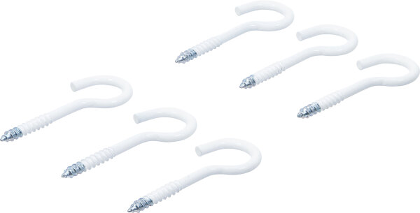 Schraubhaken-Sortiment | weiß | kunststoffummantelt | 60 mm | 6-tlg.