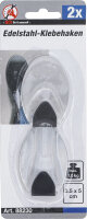 Edelstahl-Klebehaken | 35 x 50 mm | 1,0 kg | 2-tlg.