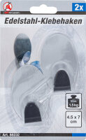 Edelstahl-Klebehaken | 45 x 70 mm | 1,5 kg | 2-tlg.