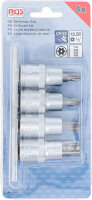 Bit-Einsatz-Satz | Antrieb Innenvierkant 12,5 mm (1/2") | T-Profil (für Torx) mit Bohrung T40 - T55 | 4-tlg.