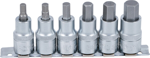 Bit-Einsatz-Satz | Antrieb Innenvierkant 12,5 mm (1/2") | Innensechskant 6 - 14 mm | 6-tlg.