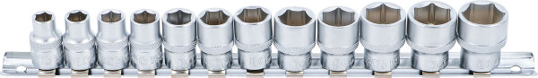 Steckschlüssel-Einsatz-Satz, Sechskant | Antrieb Innenvierkant 10 mm (3/8") | SW 8 - 19 mm | 12-tlg.