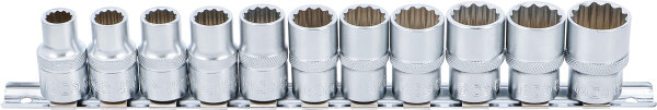 Steckschlüssel-Einsatz-Satz, Zwölfkant | Antrieb Innenvierkant 12,5 mm (1/2") | SW 10 - 21 mm | 11-tlg.