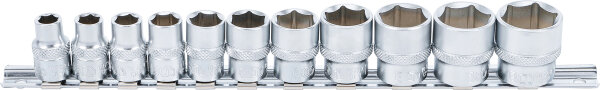 Steckschlüssel-Einsatz-Satz, Sechskant | Antrieb Innenvierkant 10 mm (3/8") | SW 5/16" - 7/8" | 11-tlg.