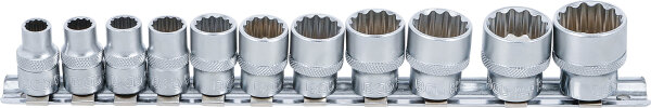 Steckschlüssel-Einsatz-Satz, Zwölfkant | Antrieb Innenvierkant 10 mm (3/8") | Zollgrößen | 11-tlg.