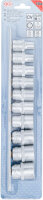 Steckschlüssel-Einsatz-Satz, Zwölfkant | Antrieb Innenvierkant 12,5 mm (1/2") | Zollgrößen | 10-tlg.