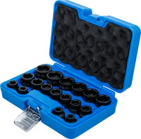 Kraft-Steckschlüssel-Einsatz-Satz Sechskant, extra flach | Antrieb Innenvierkant 12,5 mm (1/2") | SW 8 - 24 mm | 17-tlg.