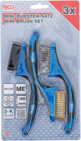 Mini-Bürsten-Satz | Nylon, Messing, Edelstahl | 165 mm | 3-tlg.