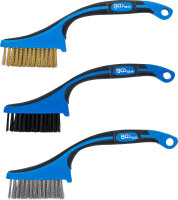 Mini-Bürsten-Satz | Nylon, Messing, Edelstahl | 165 mm | 3-tlg.