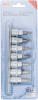 Bit-Einsatz-Satz | Antrieb Innenvierkant 10 mm (3/8") | T-Profil (für Torx) mit Bohrung T15 - T50 | 7-tlg.