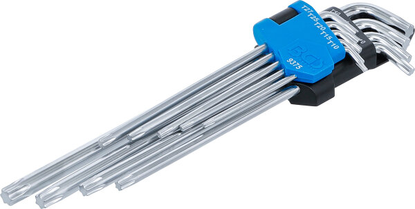 Winkelschlüssel-Satz | extra lang + extra kurz | T-Profil (für Torx) T10 - T50 | 9-tlg.