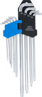 Winkelschlüssel-Satz | extra lang + extra kurz | T-Profil (für Torx) T10 - T50 | 9-tlg.