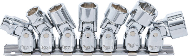 Gelenk-Steckschlüssel-Satz, Sechskant | Antrieb Innenvierkant 10 mm (3/8") | SW 3/8" - 3/4" | Zollgrößen | 7-tlg.