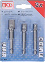 Adapter-Satz für Bohrmaschinen | Außensechskant Antrieb 6,3 mm (1/4") | Abtrieb Außenvierkant 6,3 mm (1/4"), 10 mm (3/8"), 12,5 mm (1/2") | 3-tlg.