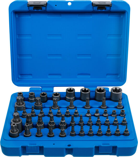 Bit-Einsatz- und Steckschlüssel-Einsatz-Satz | E-Profil / T-Profil (für Torx) / T-Profil (für Torx) mit Bohrung / TP-Profil (für Torx Plus) | 52-tlg.