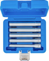 Steckschlüssel-Einsatz-Satz, Sechskant, extra tief | Antrieb Innenvierkant 10 mm (3/8") | SW 8 - 14 mm | 5-tlg.