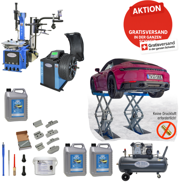 2 Meter Scherenlift Unterflur Werkstatt Set Pro