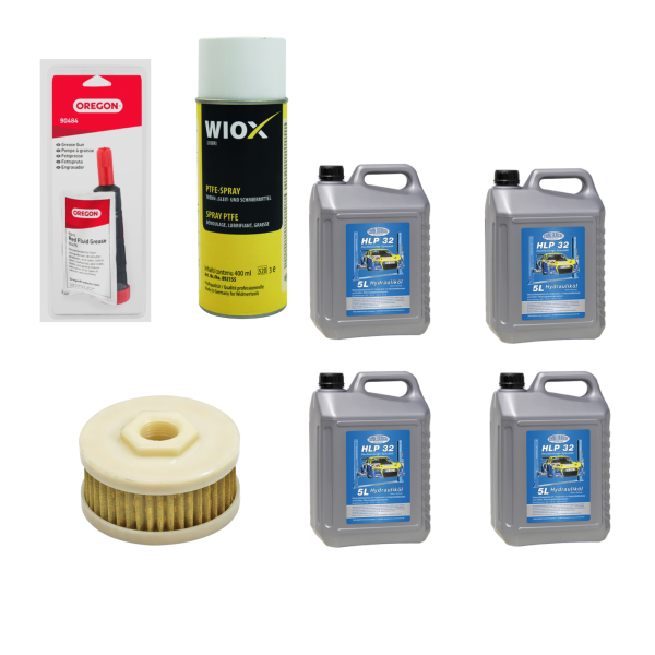 Service-Kit für Scherenhebebühnen inkl. Hydrauliköl, Ölfilter & PTFE-Spray