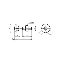 Flachrundschrauben 4Kt DIN603-4.6-Mu znb M6x16 | 100...