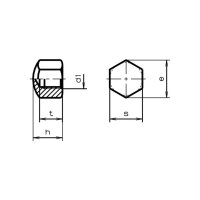 Hutmuttern niedrige Form DIN 917-6 verzinkt blau M12 |...